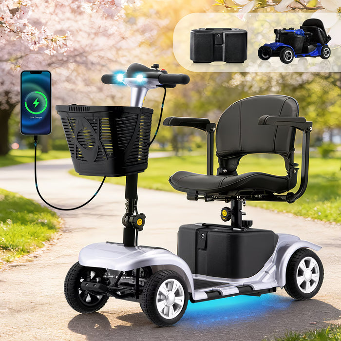 Folding 4 Wheel Electric Scooter with LED Headlights