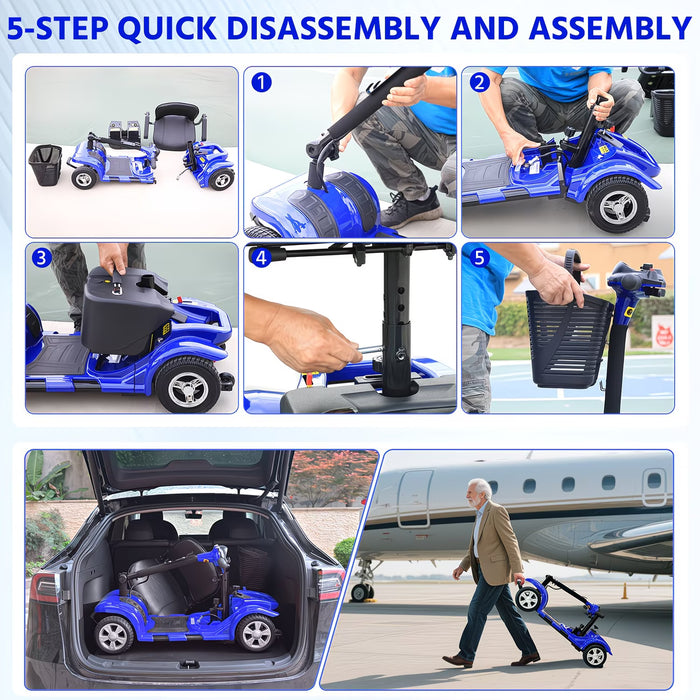 Folding 4 Wheel Electric Scooter with LED Headlights