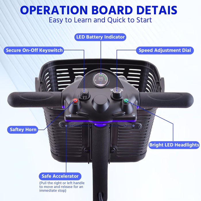 Folding 4 Wheel Electric Scooter with LED Headlights