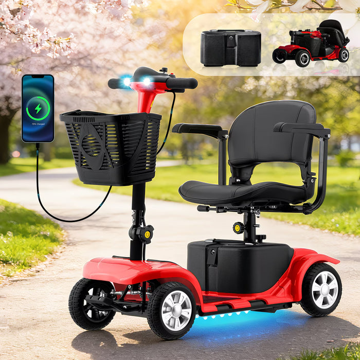 Folding 4 Wheel Electric Scooter with LED Headlights