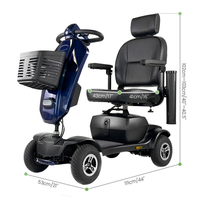 Patinete eléctrico plegable de cuatro ruedas con diseño impermeable