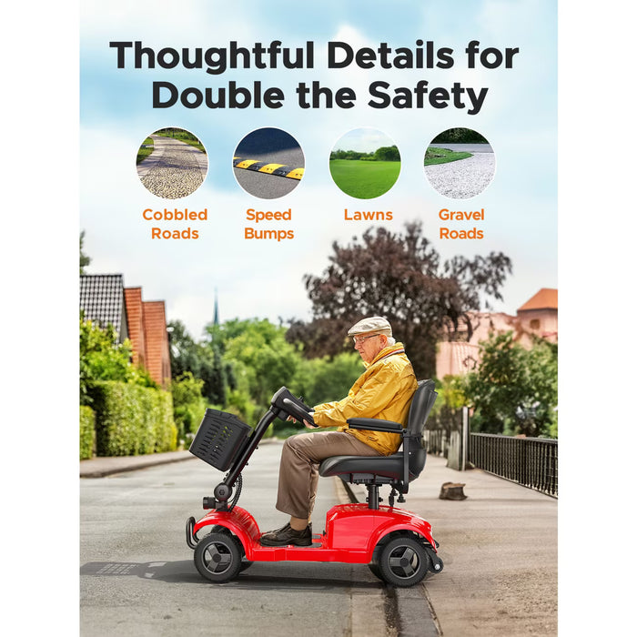 Folding 4-Wheel Mobility Scooter With Detachable Basket