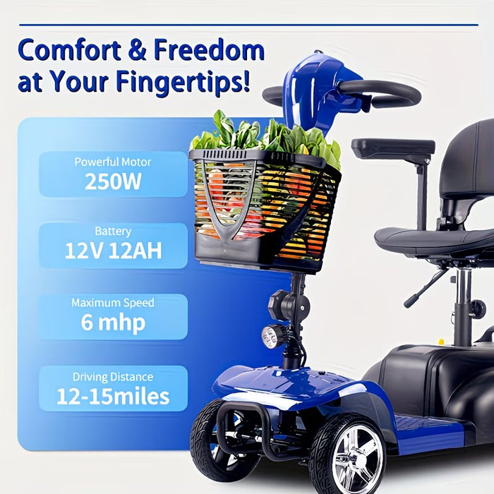 Portable Mobility Scooter for Adults with LED Lights and Basket