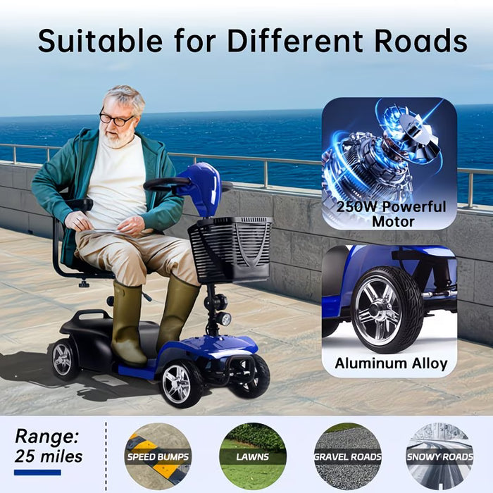 Portable Mobility Scooter for Adults with LED Lights and Basket