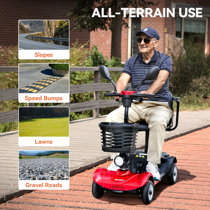 Foldable 4 Wheel Mobility Scooter Dual Battery Long Range All Terrain