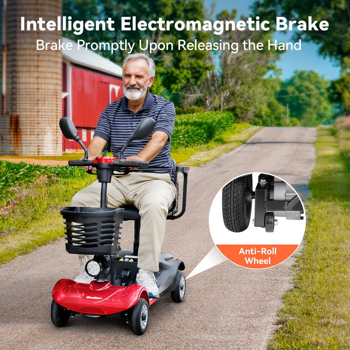 Foldable 4 Wheel Mobility Scooter Dual Battery Long Range All Terrain