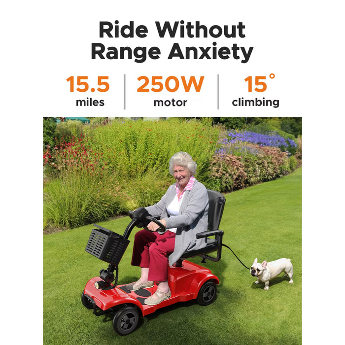 Folding 4-Wheel Mobility Scooter With Detachable Basket