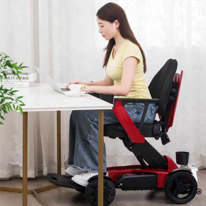 Compact Foldable Electric Wheelchair Bluetooth Control Adjustable Seat Height
