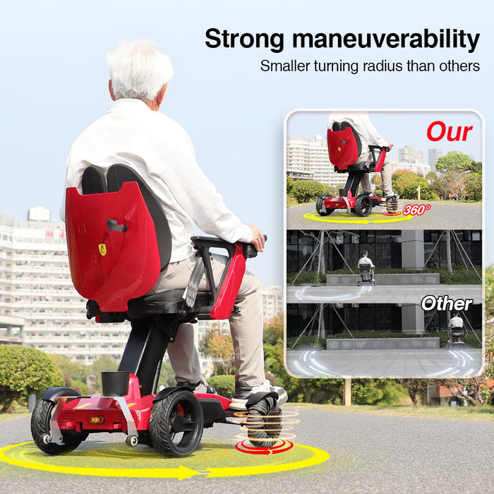 Compact Foldable Electric Wheelchair Bluetooth Control Adjustable Seat Height