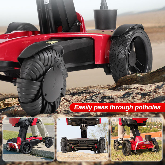 Compact Foldable Electric Wheelchair Bluetooth Control Adjustable Seat Height