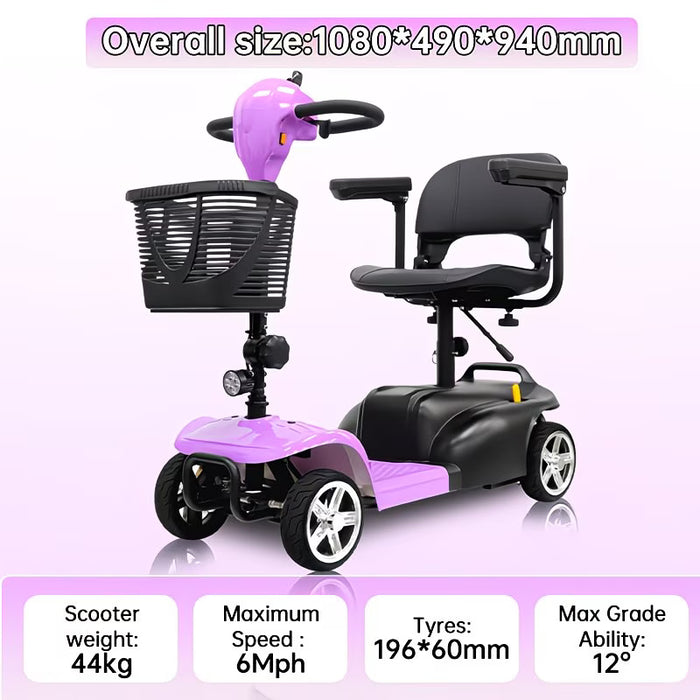 Portable Mobility Scooter for Adults with LED Lights and Basket